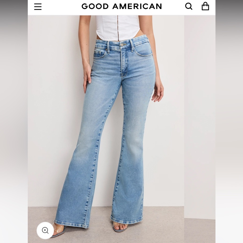 Good American Light Blue Flare Jeans